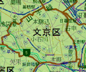 文京区の地形地図