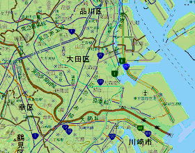 大田区の地形地図