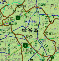 渋谷区の地形地図