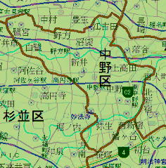 中野区の地形地図