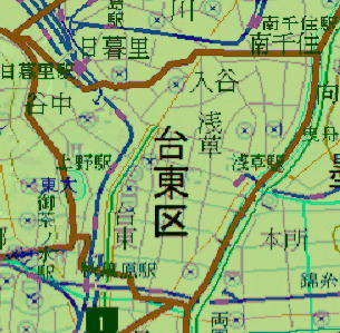 台東区の地形地図