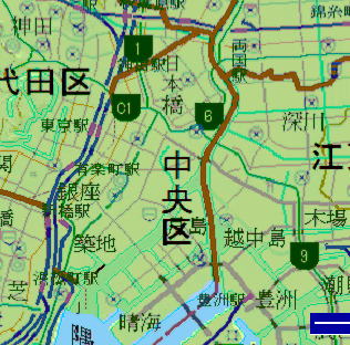 東京都中央区の地形地図