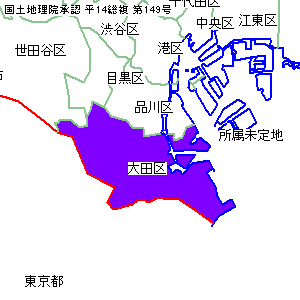 大田区の位置地図