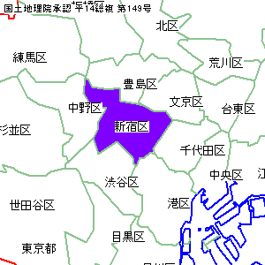 新宿区の位置地図